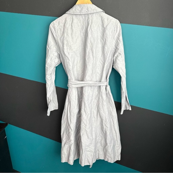 Eileen Fisher Light Gray Long Sleeve Coat - Picture 4 of 12